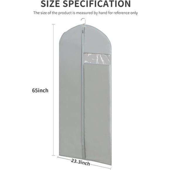 DressBags for Gowns Long,65''LongDress Clear GarmentBag(Set of 4, 23.3'' X 65'') - Picture 5 of 7